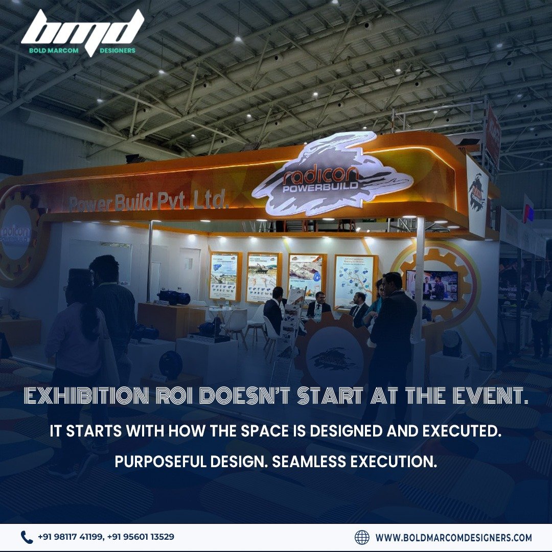 Instagram post of luxury exhibition stall with lighting design